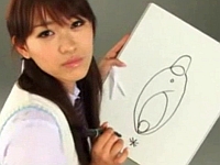 女子校生がスケッチブックでま○この形を説明してフェラ