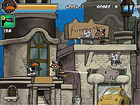 Destructo Dog 2　犬の兵士が悪い猫をやっつけるガンシューティングゲーム