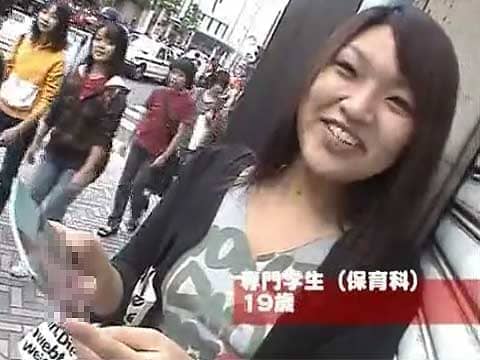 街の素人娘たちに無修正ち〇ぽ写真をみてもらうドッキリ